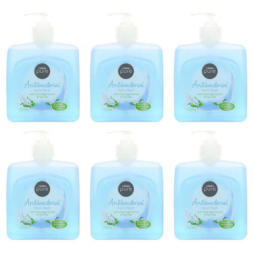6PK Cussons Creations Pure Antibac Hand Wash 500ml Clary Sage Extract & Tea Tree