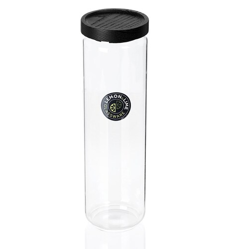 Lemon And Lime Woodend Black Glass Canister 1.65L