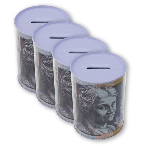 4PK Boxsweden 8.5x11.5cm Money Tin Storage Small - Assorted