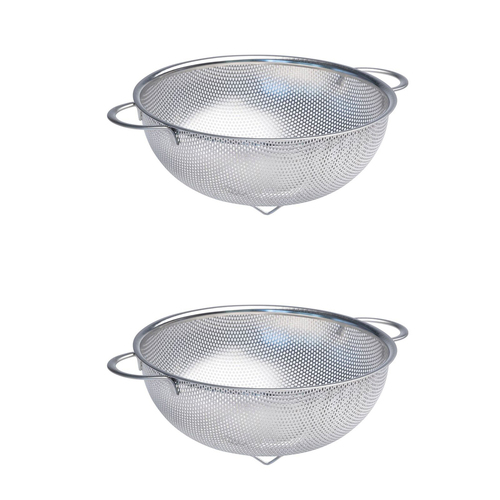 2x Cuisena Perforated 22cm Stainless Steel Colander w/ Handle - Silver