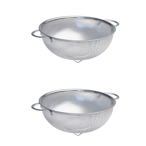 2x Cuisena Perforated 22cm Stainless Steel Colander w/ Handle - Silver
