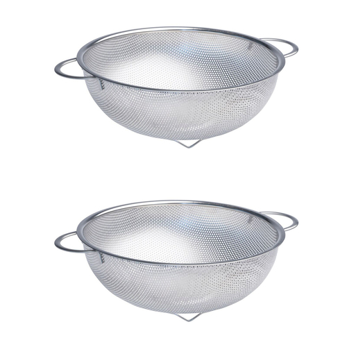 2x Cuisena Perforated 25cm Stainless Steel Colander w/ Handle - Silver