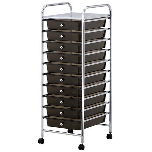 Boxsweden Metal Trolley 10 Drawer Black W/Wheels 32X36.5X90cm