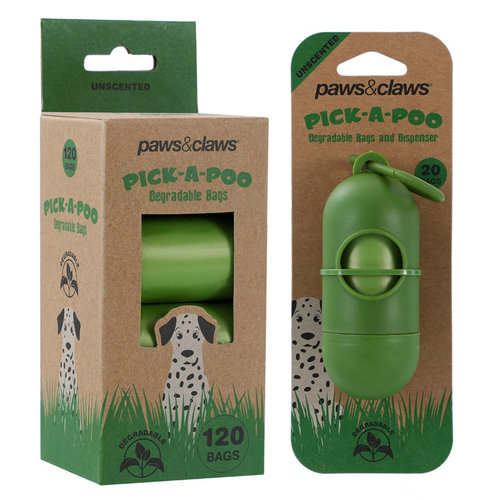 Paws & Claws Pick-A-Poo Degradable Dispenser w/ 140pc Waste Bags