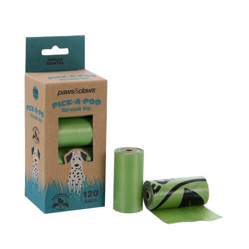 120pc Paws & Claws Pick-A-Poo Degradable Waste Bags - Vanilla Scented