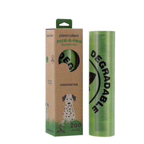 200pc Paws & Claws Pick-A-Poo Degradable Waste Bags w/Dispenser Box