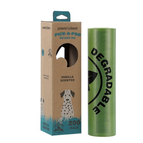 200PK Paws & Claws Pick-A-Poo Degradable Waste Bags Dispenser - Vanilla Scented