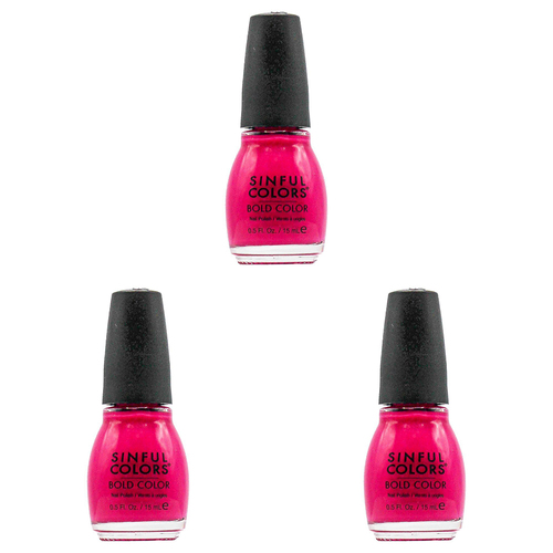 3PK Sinful Colors 15ml Bold Color Nail Polish - Boom Boom 851
