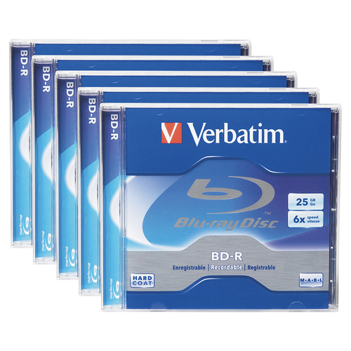 5x Verbatim BD-R 25GB 6x Speed Blank Disc w/ Jewel Case