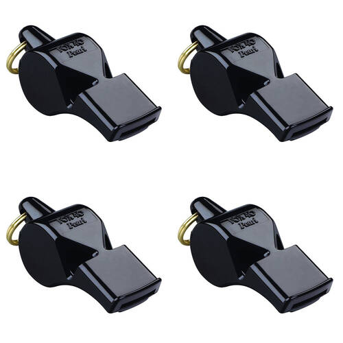 4PK Fox 40 Summit Pearl Whistle w/ Breakaway Lanyard Black