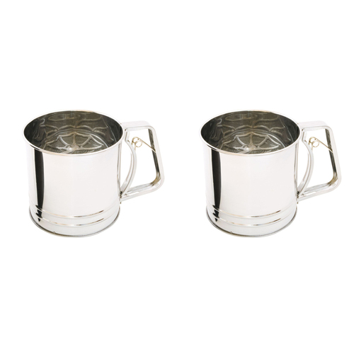 2x Cuisena Stainless Steel 5-Cup 1.25L Flour Sifter w/ Squeeze Handle - Silver