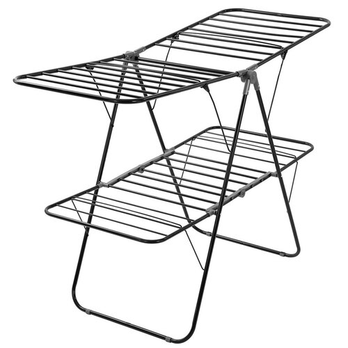 Boxsweden 2 Tier 32 Rail Foldable Clothes Airer - Black