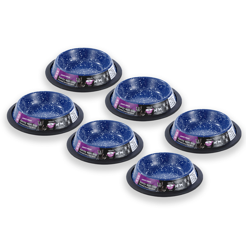 6x Paws & Claws Savoy 180ml/15.5cm Non-Slip Stainless Steel Pet Bowl - Blue