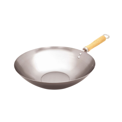 Cuisena 30cm Carbon Steel Stir Fry Wok w/ Wooden Handle - Silver