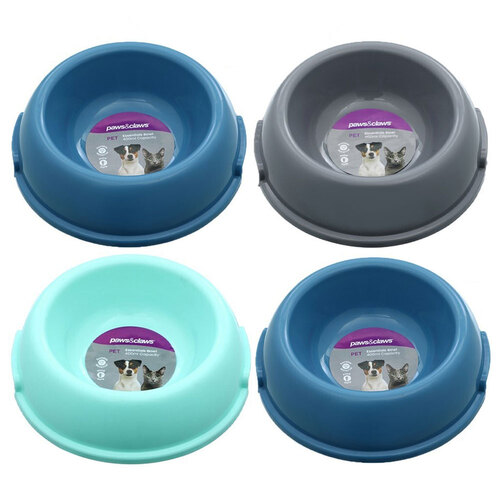 4PK Paws & Claws Pet Essentials Round Bowl Small w/ Handle 11x15x4.5cm 400ml Assorted