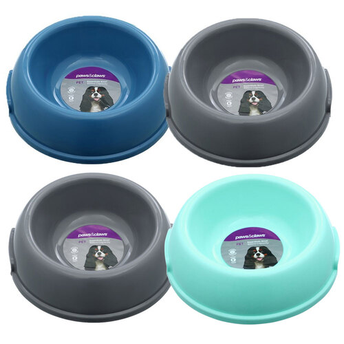 4PK Paws & Claws Pet Essentials Round Bowl Medium w/ Handle 14x18x5.5cm 800ml Assorted