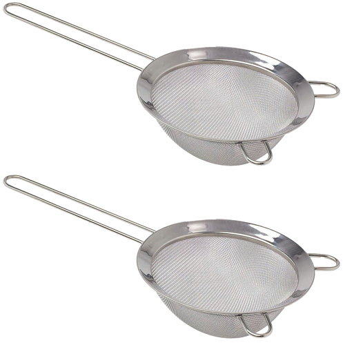2x Cuisena Stainless Steel 18cm Strainer w/ Long Handle - Silver