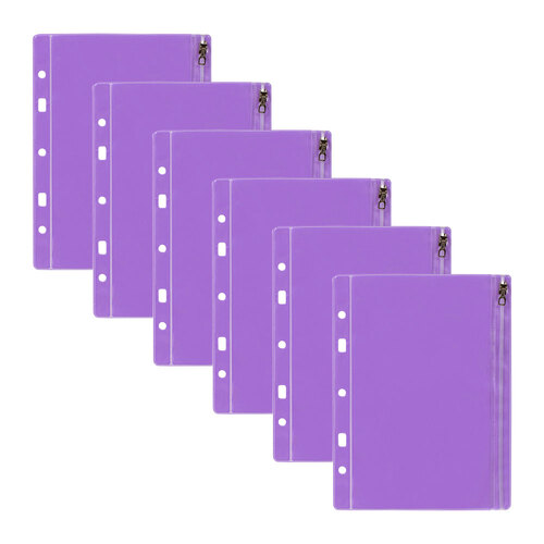 6pc Colourhide Bindermate A5 Pencil Case Insert For Binders - Purple