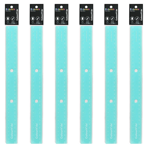 6pc Colourhide 30cm Bindermate Ruler For Ring Binder - Aqua