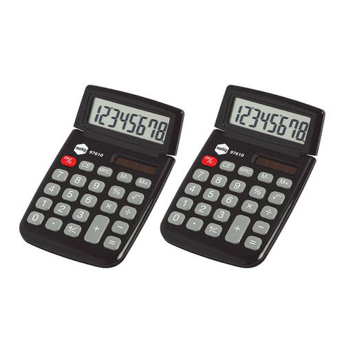 2PK Marbig Dual Powered 8 Digit Pocket Calculator