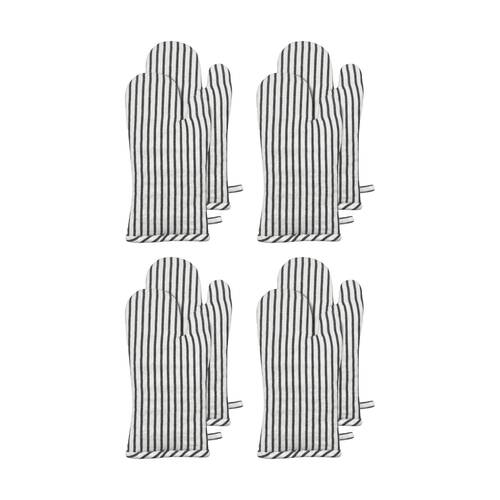 4PK J.Elliot Home Jules Striped Oven Mitt Kitchen Accessory 19x35x2cm Charcoal/White