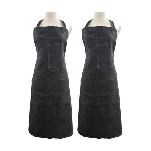 2PK J.Elliot Home Jules Cotton Linen Kitchen Apron 83x68x0.3cm Charcoal