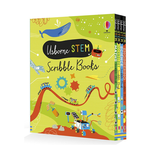 4pc Usborne Stem Scribble Box Kids Book Collection Set 5y+