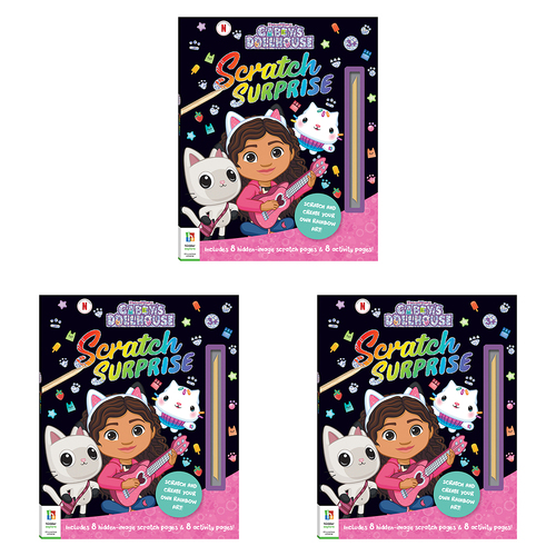 3PK Hinkler Scratch Surprise Gabby's Dollhouse Colour Reveal Book 3y+