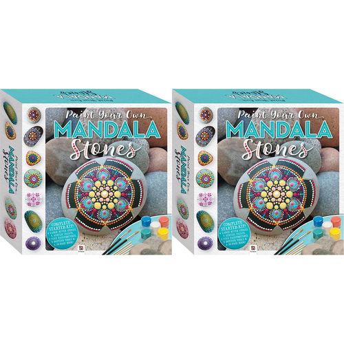 2x Craft Maker Paint Your Own Mandala Stones Box Set Craft Activity Kit 