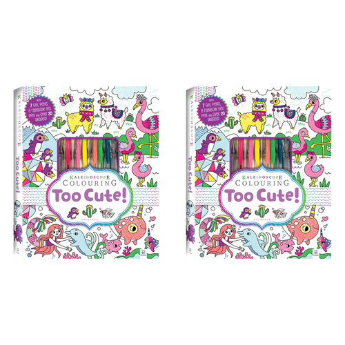2x Kaleidoscope Colouring: Too Cute! Kit Colouring Activity Kit 