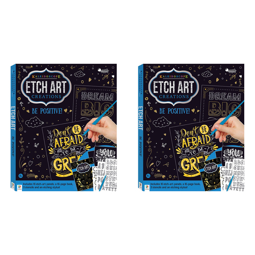 2x Kaleidoscope Etch Art Creations Kit: Be Positive! Kids Activity Book 6y+