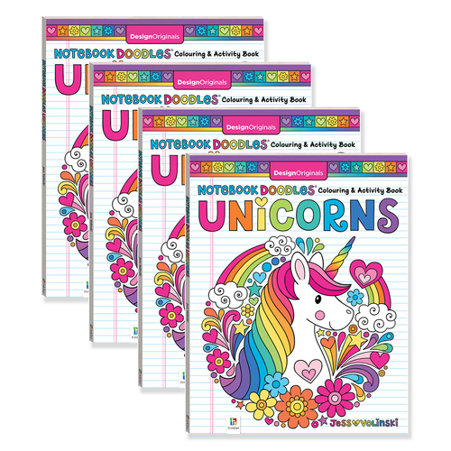 4x Kaleidoscope Notebook Doodles: Unicorns Kids Activity Book 6y+