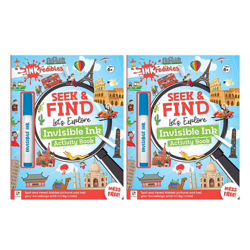 2PK Inkredibles Seek & Find Invisible Ink Activity Book Kids 6y+