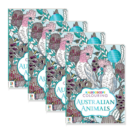 4x Kaleidoscope Colouring: Australian Animals Adult Colouring Book 12y+