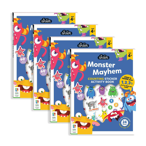 4x Junior Explorers Monster Mayhem Counting Childrens Activity Book 4y+