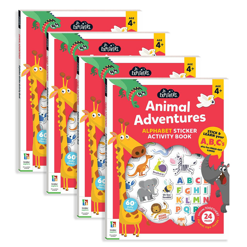 4x Junior Explorers Animal Adventures Alphabet Childrens Activity Book 4y+
