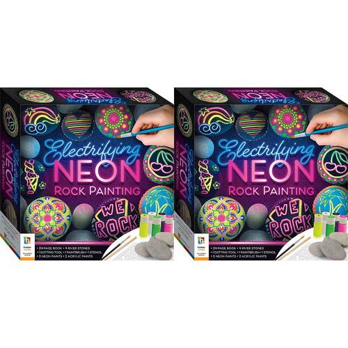 2x Craft Maker Electrifying Neon Rock Painting Craft Activity Kit 