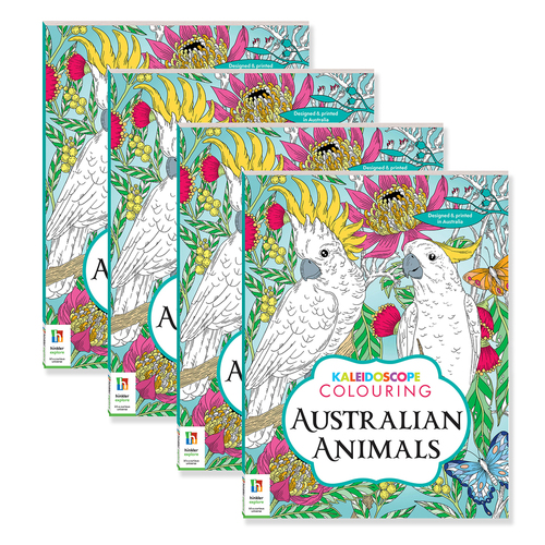 4x Kaleidoscope Colouring: Australian Animals Adult Colouring Book 12y+