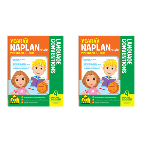 2x School Zone Year 7 Naplan*-style Language Conventions Workbook & Tests 12y+