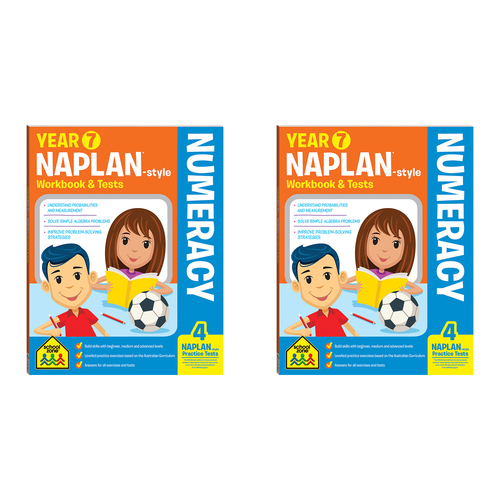 2x School Zone Year 7 Naplan*-style Numeracy Workbook & Tests Kids Book 12y+