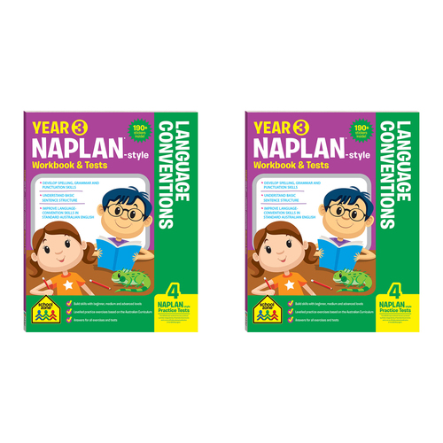 2x School Zone Year 3 Naplan*-style Language Conventions Workbook & Tests 8y+