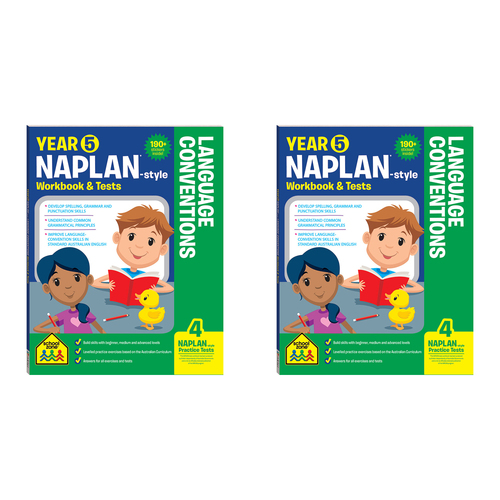 2x School Zone Year 5 Naplan*-style Language Conventions Workbook & Tests 10y+