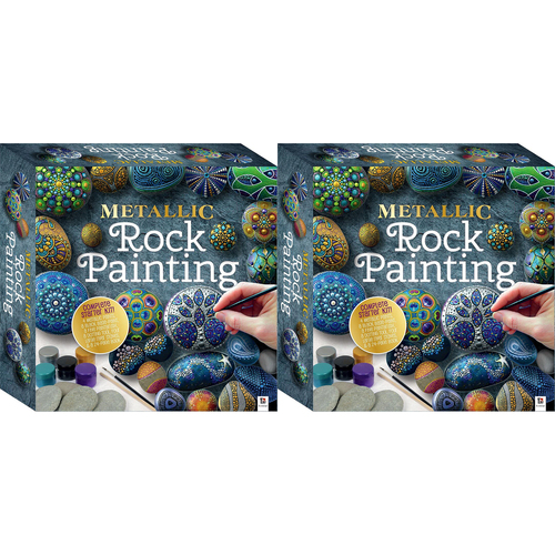 2x Craft Maker Metallic Rock Painting Box Set Craft Activity Kit 