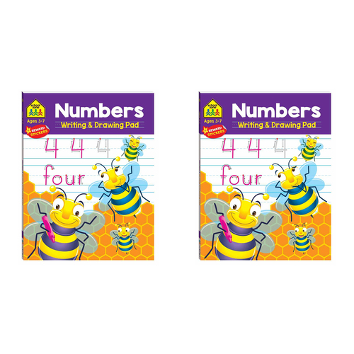 2x School Zone Numbers Writing and Drawing Excersise Pad 3y+