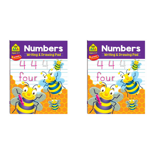 2x School Zone Numbers Writing and Drawing Excersise Pad 3y+