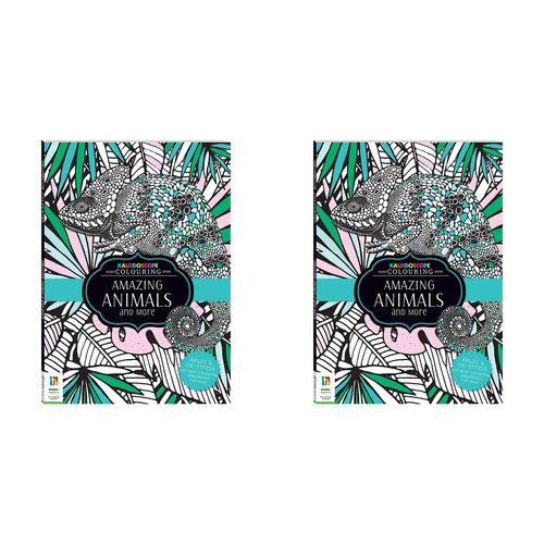 2x Kaleidoscope Colouring: Amazing Animals and More Book 