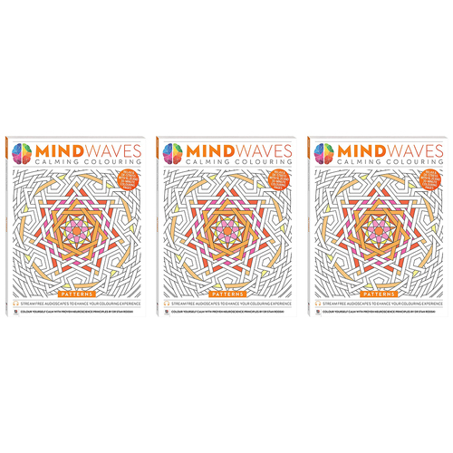 3x Art Maker Mindwaves Calming Colouring: Patterns Adult Activity Book 