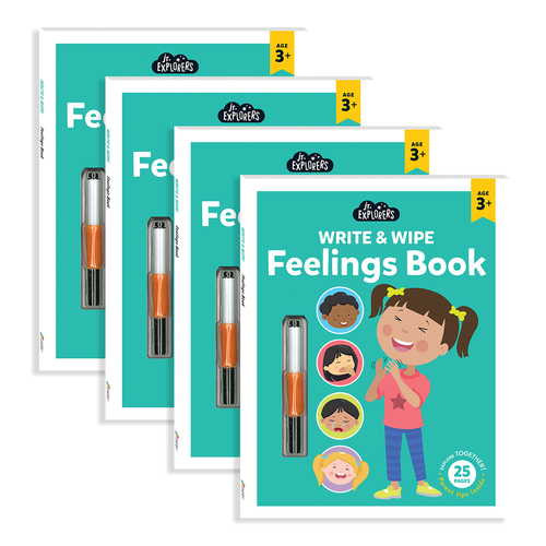 4x Junior Explorers: Write and Wipe Feelings Book Childrens Book 3y+