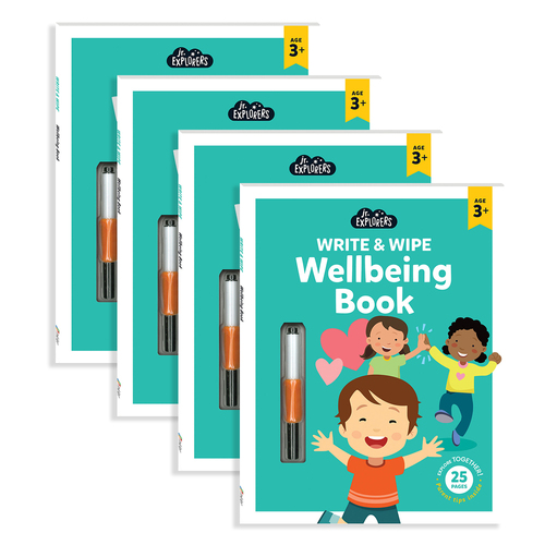 4x Junior Explorers: Write and Wipe Wellbeing Book Childrens Book 3y+