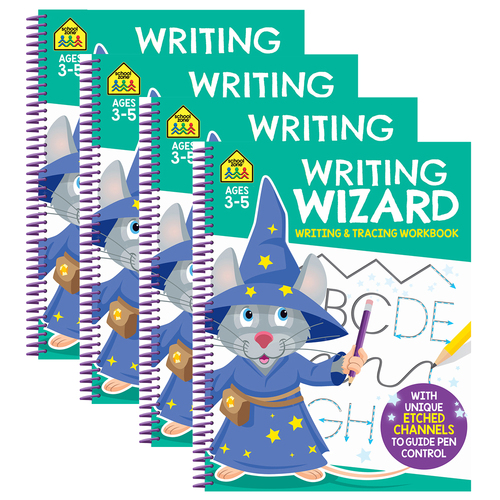 4x School Zone Writing Wizard Tracing and Writing Book 3y+